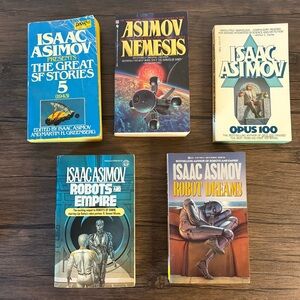 Lot Of 5 Isaac Asimov Science Fiction Paperback Books Robot Nemesis Opus ‎ Story